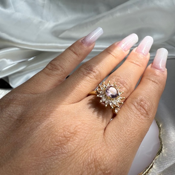 NEW Adjustable speener Gold and Pink Floral Ring - Picture 8 of 10